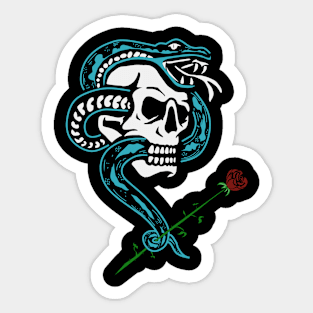 Skull snack blue flower Sticker